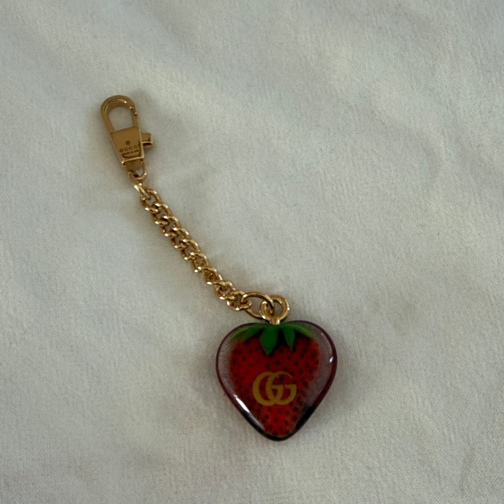 Gucci Red Strawberry Charm Keychain